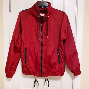 FOREVER 21 | Red and Black Windbreaker with  Attached Stow Away Hood Small